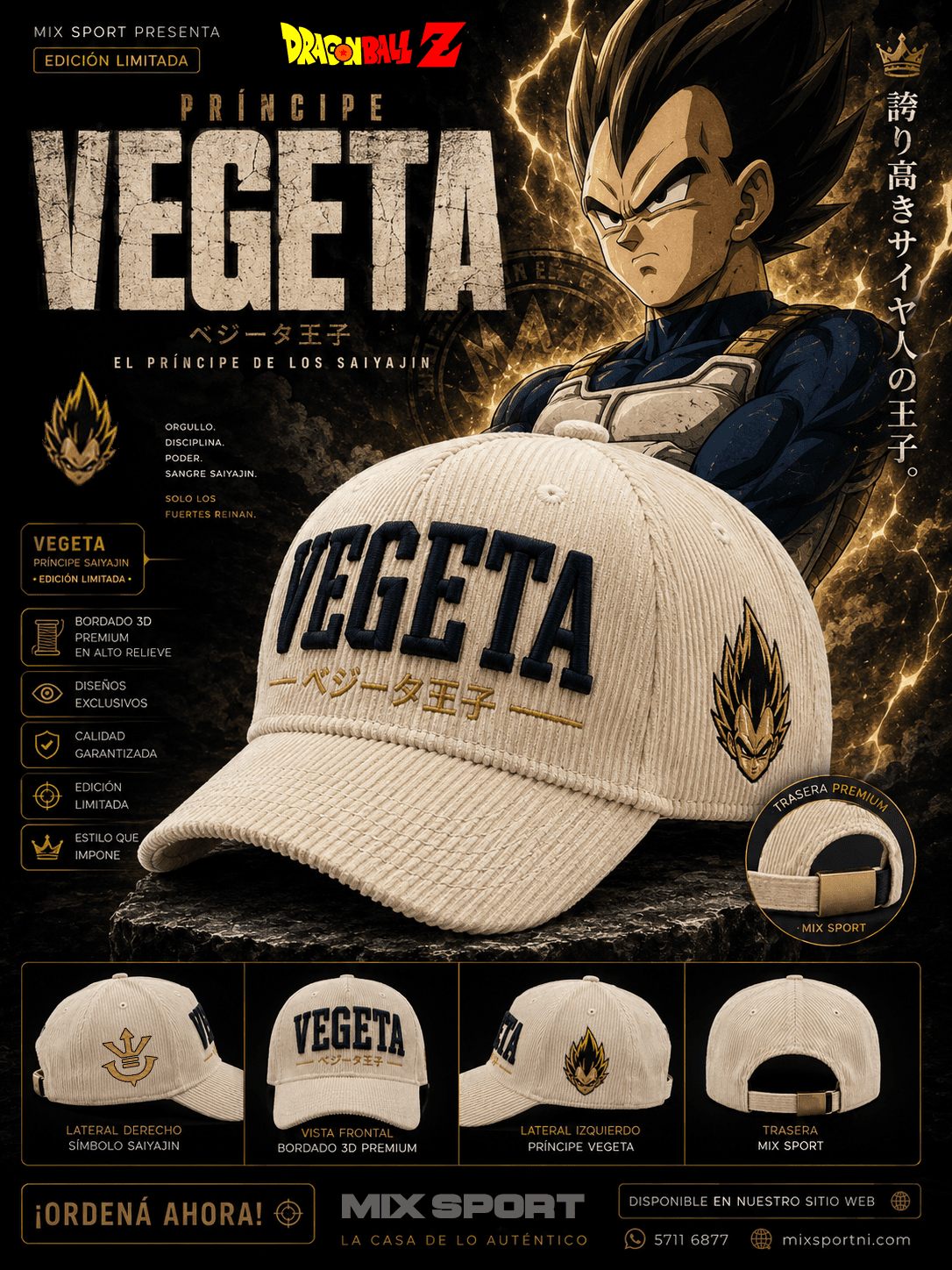 Gorra Corderoy - DBZ - PRINCIPE VEGETA